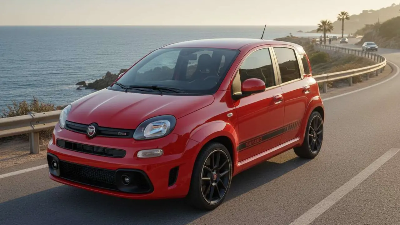  Abarth Grande Panda en carretera demostrando por qu&eacute; es el GTI econ&oacute;mico que Espa&ntilde;a espera con emoci&oacute;n &mdash; Imagen generada por IA 