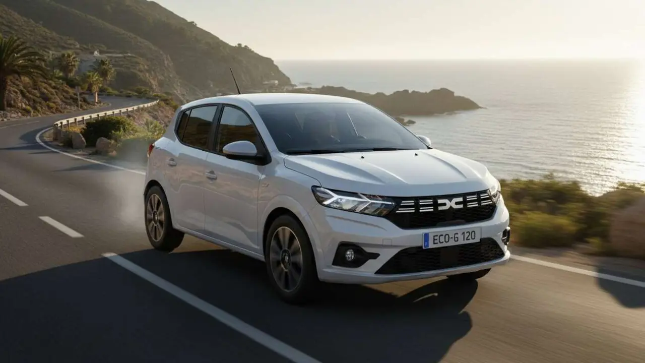  Dacia Sandero ECO-G 120 CV renovado mostrando eficiencia y potencia en dise&ntilde;o moderno y atractivo &mdash; Imagen generada por IA 