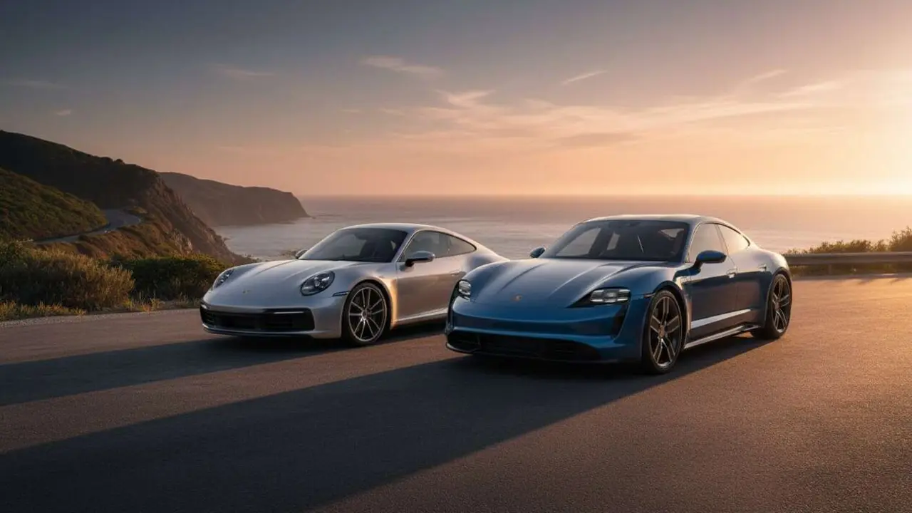  Porsche 911 y Taycan deportivos de lujo que redefinen el futuro automotriz con tecnolog&iacute;a avanzada y dise&ntilde;o innovador &mdash; Imagen generada por IA 