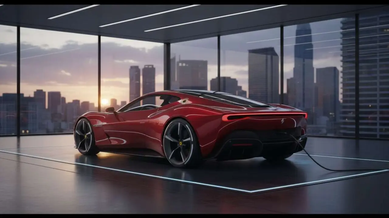  Ferrari Luce el&eacute;ctrico exclusivo en detalle mostrando dise&ntilde;o innovador y caracter&iacute;sticas de lujo &mdash; Imagen generada por IA 