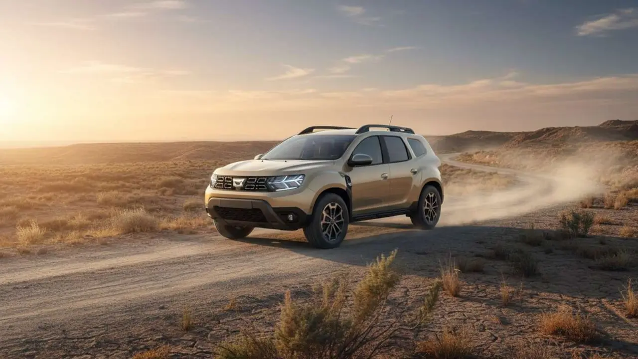  Nuevo Dacia Duster 2026 en carretera demostrando su dominio en el mercado de SUV baratos y accesibles &mdash; Imagen generada por IA 