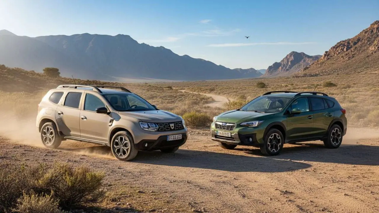  Comparativa entre Dacia Duster y Subaru Uncharted SUV barato para elegir el mejor veh&iacute;culo econ&oacute;mico &mdash; Imagen generada por IA 
