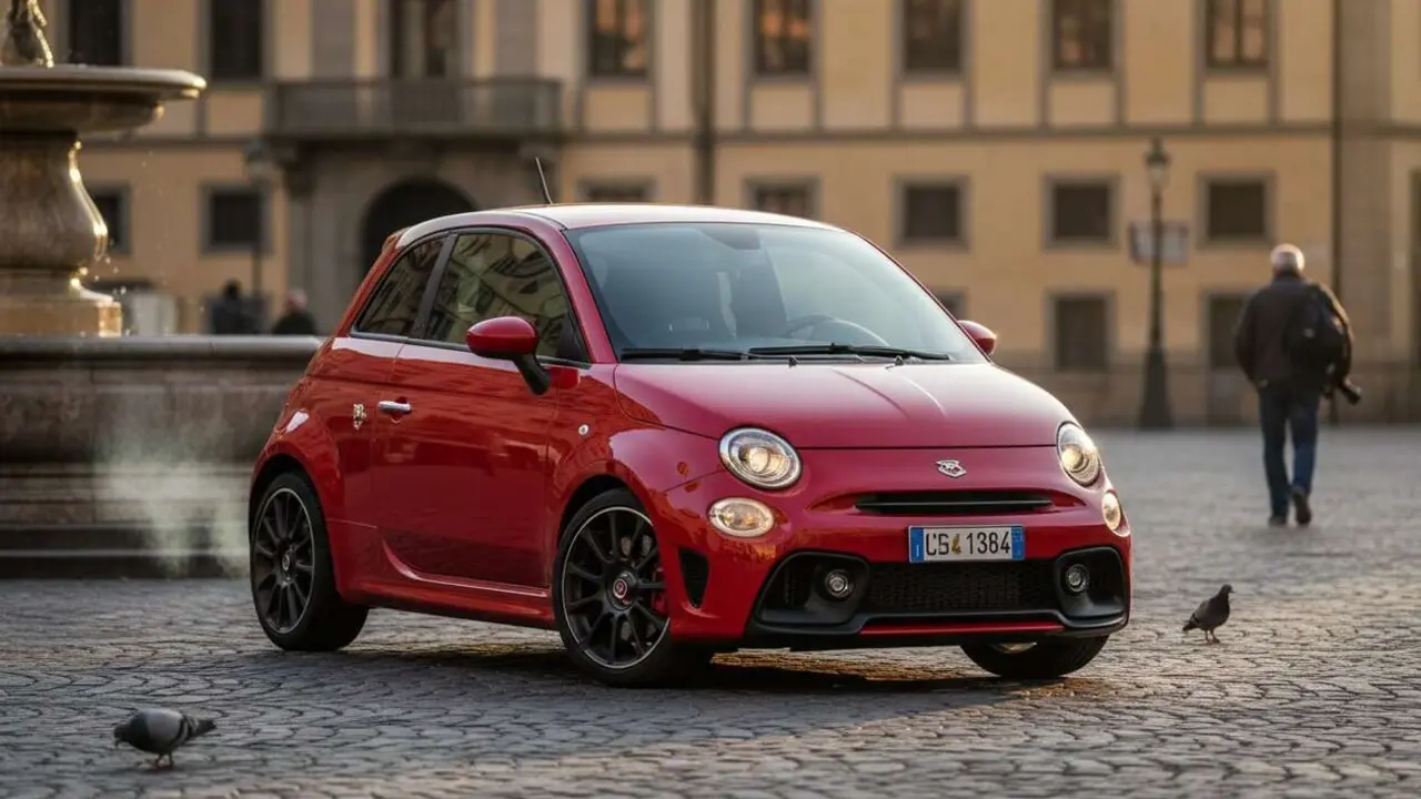  Abarth 595 deportivo compacto en carretera mostrando su dise&ntilde;o ic&oacute;nico y rendimiento destacado &mdash; Imagen generada por IA 
