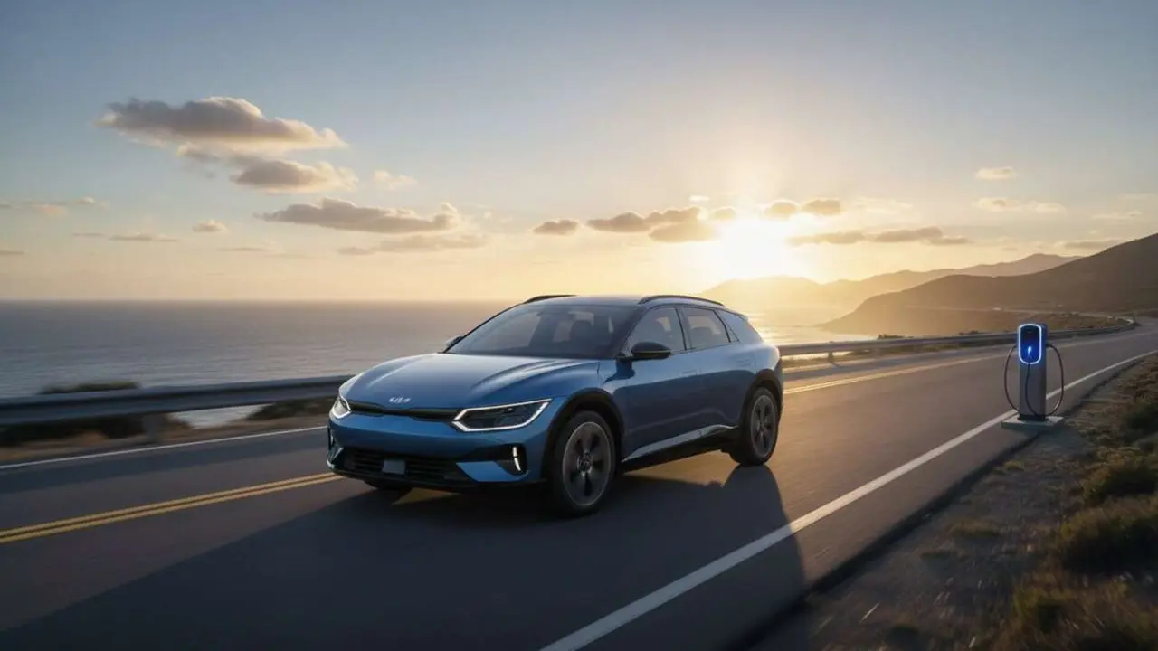  Kia EV4 con descuento de 8.000 euros y autonom&iacute;a l&iacute;der en el mercado de veh&iacute;culos el&eacute;ctricos &mdash; Imagen generada por IA 
