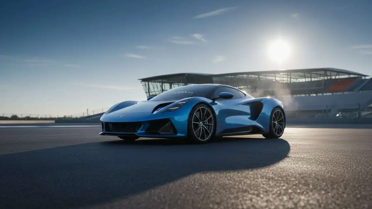  Lotus Evija superdeportivo el&eacute;ctrico en carretera mostrando dise&ntilde;o aerodin&aacute;mico y tecnolog&iacute;a avanzada &mdash; Imagen generada por IA 