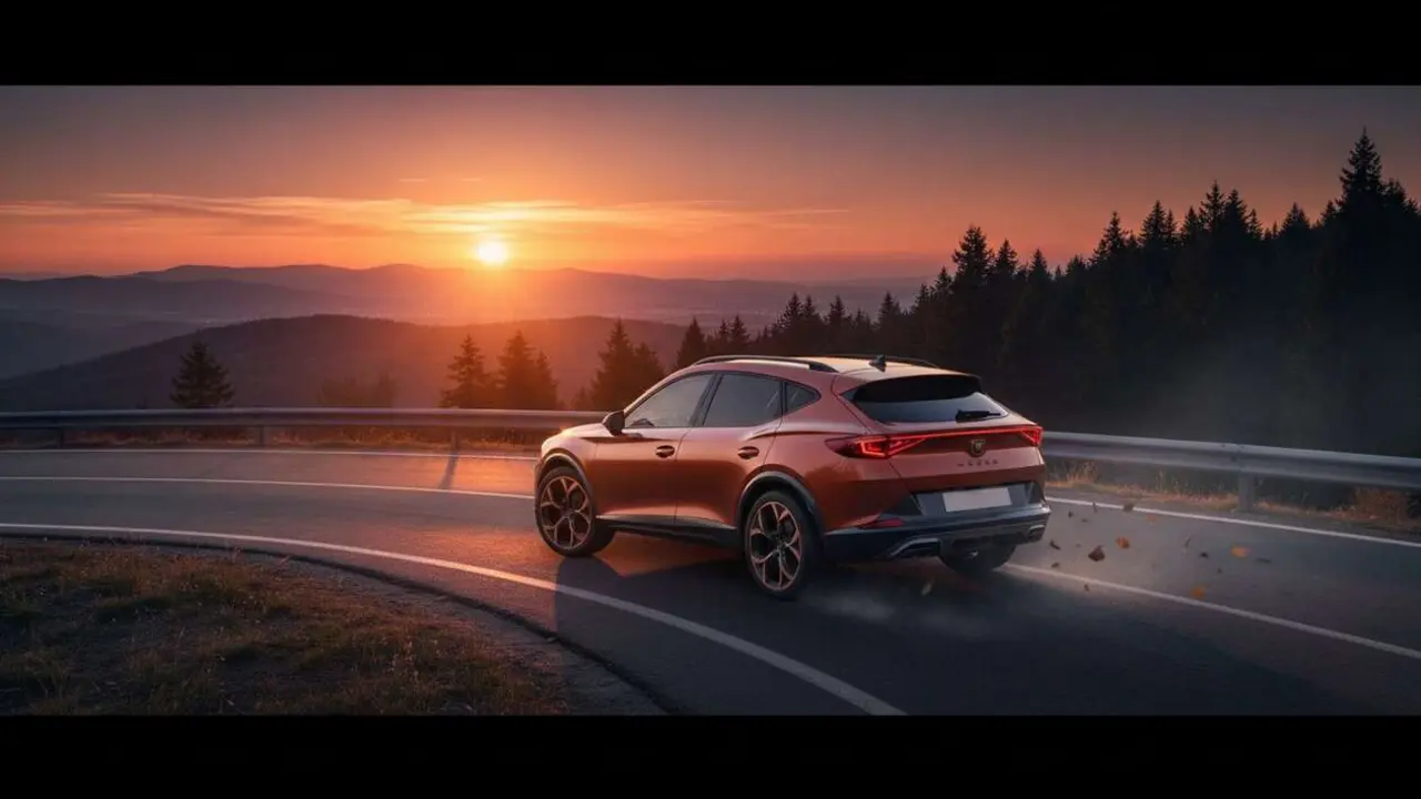  Cupra Formentor SUV deportivo en carretera destacando dise&ntilde;o y potencia innovadora para amantes de los coches deportivos &mdash; Imagen generada por IA 