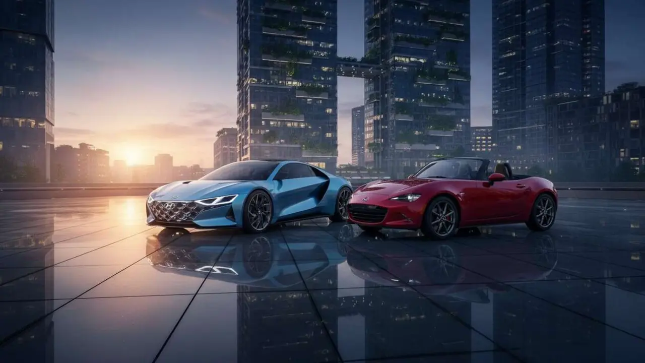  Hyundai supera a Mazda MX-5 combinando tecnolog&iacute;a avanzada y dise&ntilde;o innovador en sus &uacute;ltimos modelos deportivos &mdash; Imagen generada por IA 