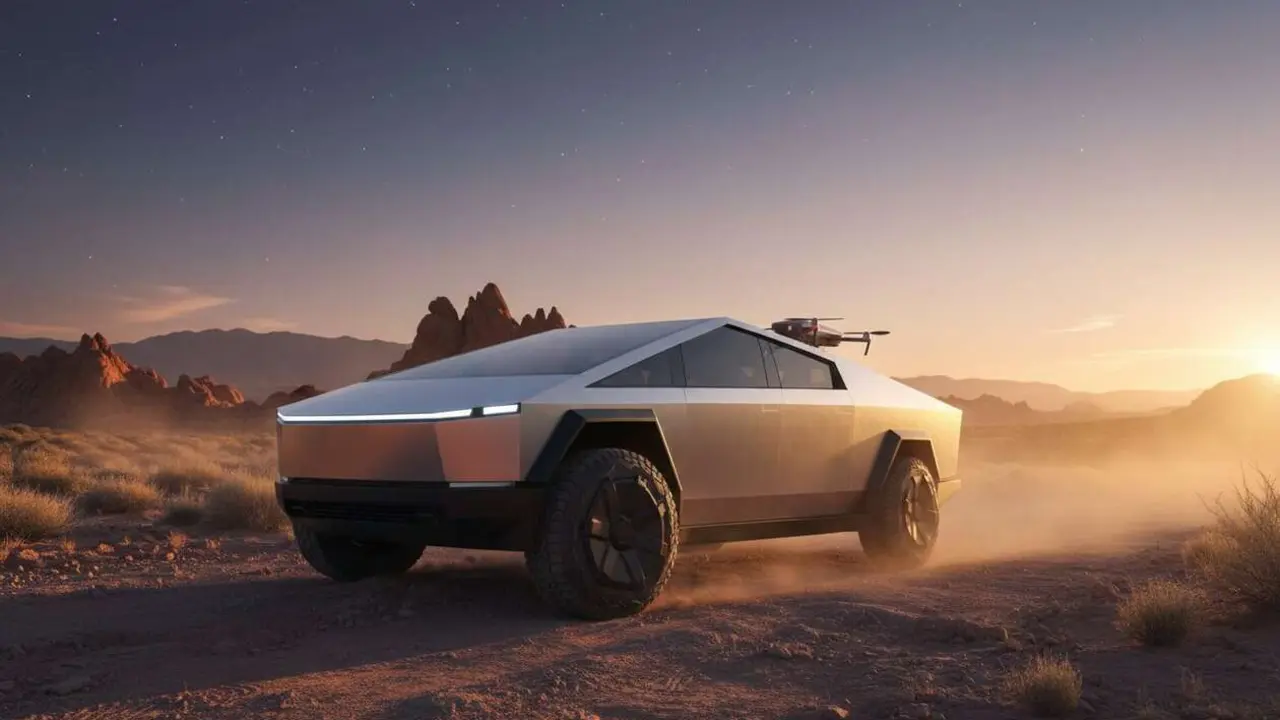  Tesla Cybertruck todoterreno el&eacute;ctrico revolucionario con dise&ntilde;o futurista y tecnolog&iacute;a avanzada &mdash; Imagen generada por IA 