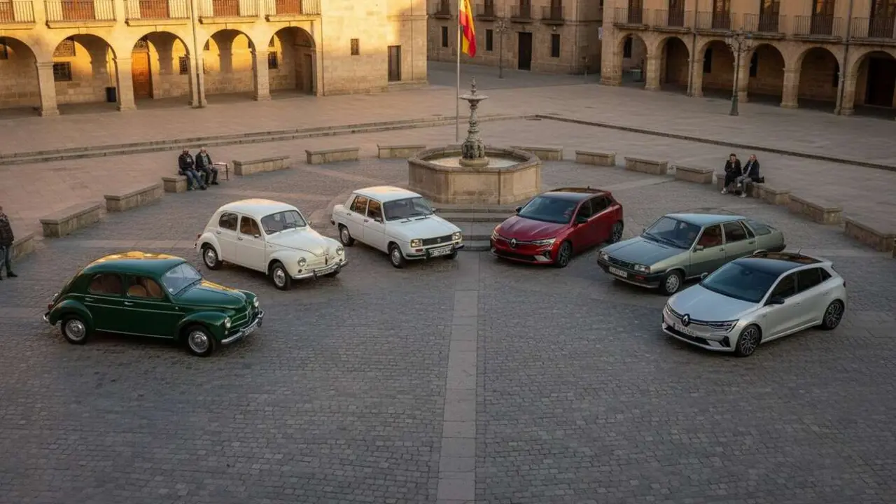  Renault en Espa&ntilde;a celebrando 74 a&ntilde;os de historia con modelos legendarios e innovaciones automotrices emblem&aacute;ticas &mdash; Imagen generada por IA 