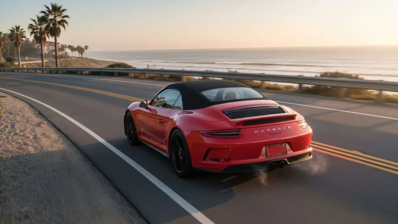  Porsche 911 GT3 S/C con 510 CV y capota de lona abierta mostrando su dise&ntilde;o deportivo y emocionante conducci&oacute;n &mdash; Imagen generada por IA 