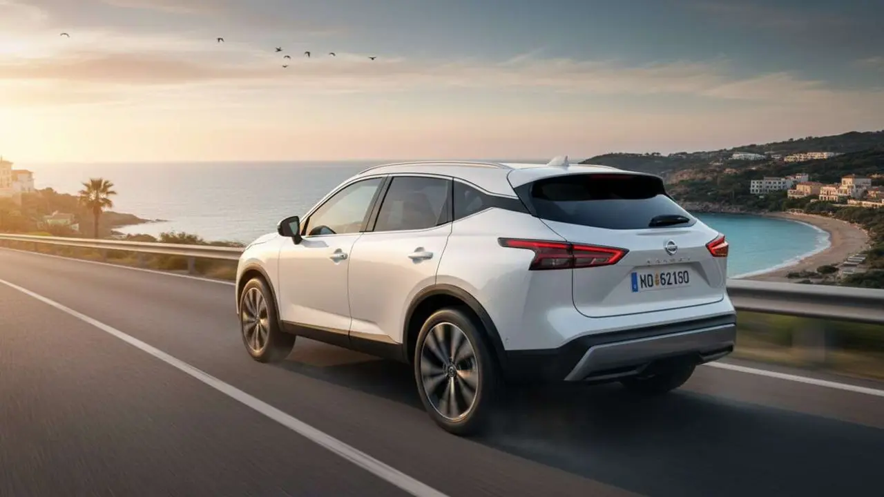  Nissan Qashqai 2024 en carretera mostrando su dise&ntilde;o moderno y caracter&iacute;sticas de SUV favorito del mercado actual &mdash; Imagen generada por IA 