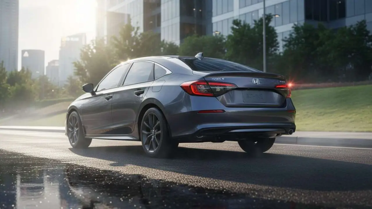  Nuevo Honda Civic 2024 en carretera mostrando su dise&ntilde;o actualizado y caracter&iacute;sticas modernas innovadoras &mdash; Imagen generada por IA 