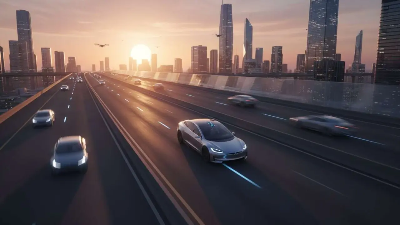  Tesla presenta su nuevo autopilot revolucionario que cambia las reglas del transporte inteligente y aut&oacute;nomo &mdash; Imagen generada por IA 