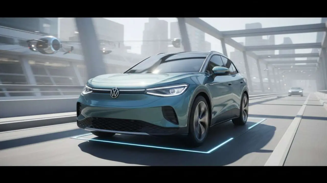  Volkswagen ID.4 2024 en acci&oacute;n mostrando sus innovaciones tecnol&oacute;gicas y dise&ntilde;o moderno de veh&iacute;culo el&eacute;ctrico &mdash; Imagen generada por IA 