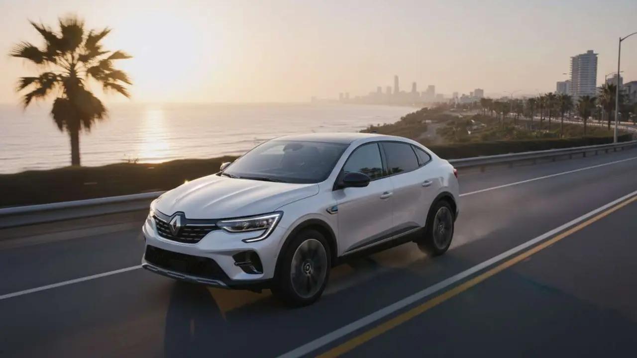  Renault Arkana 2026 h&iacute;brido mostrando su dise&ntilde;o innovador y tecnolog&iacute;a avanzada en un paisaje moderno &mdash; Imagen generada por IA 