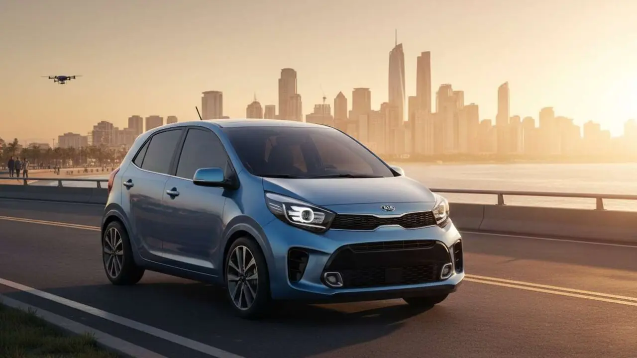  Kia Picanto 2026 en detalle mostrando su dise&ntilde;o innovador y caracter&iacute;sticas del nuevo compacto urbano avanzado &mdash; Imagen generada por IA 