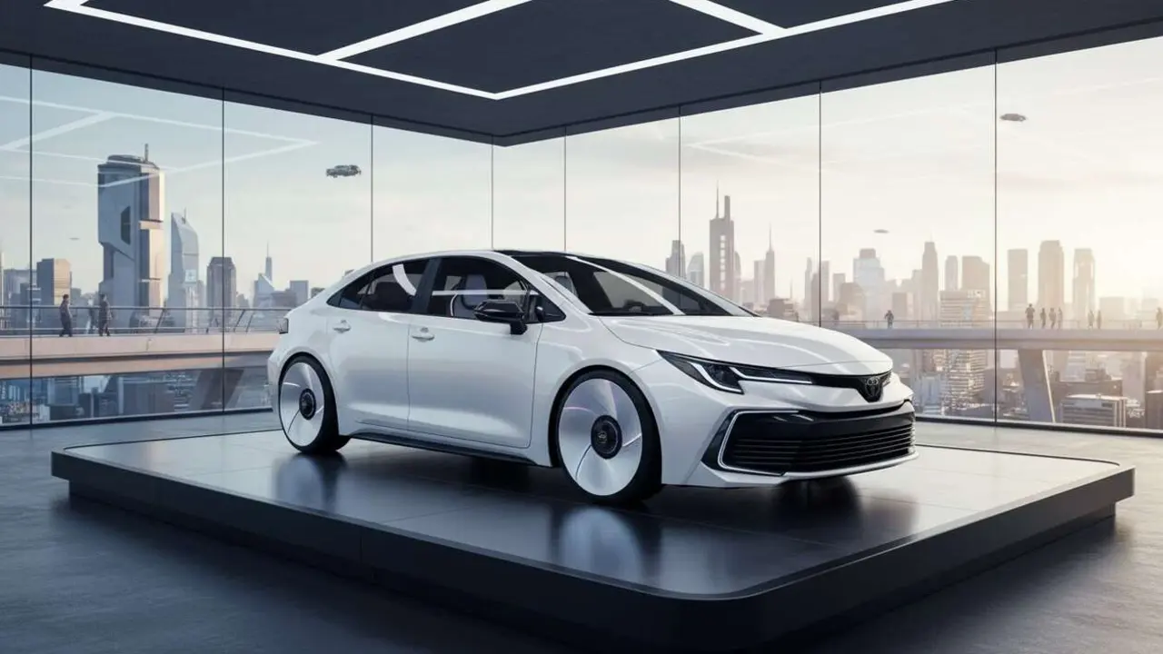  Toyota Corolla 2026 mostrando su dise&ntilde;o renovado y tecnolog&iacute;a avanzada que revoluciona el mercado automotriz &mdash; Imagen generada por IA 
