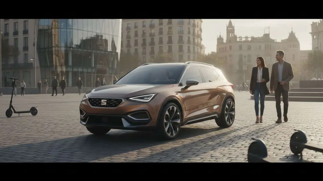  Seat Arona 2026 mostrando su dise&ntilde;o innovador y tecnolog&iacute;a avanzada que redefine el SUV urbano compacto &mdash; Imagen generada por IA 
