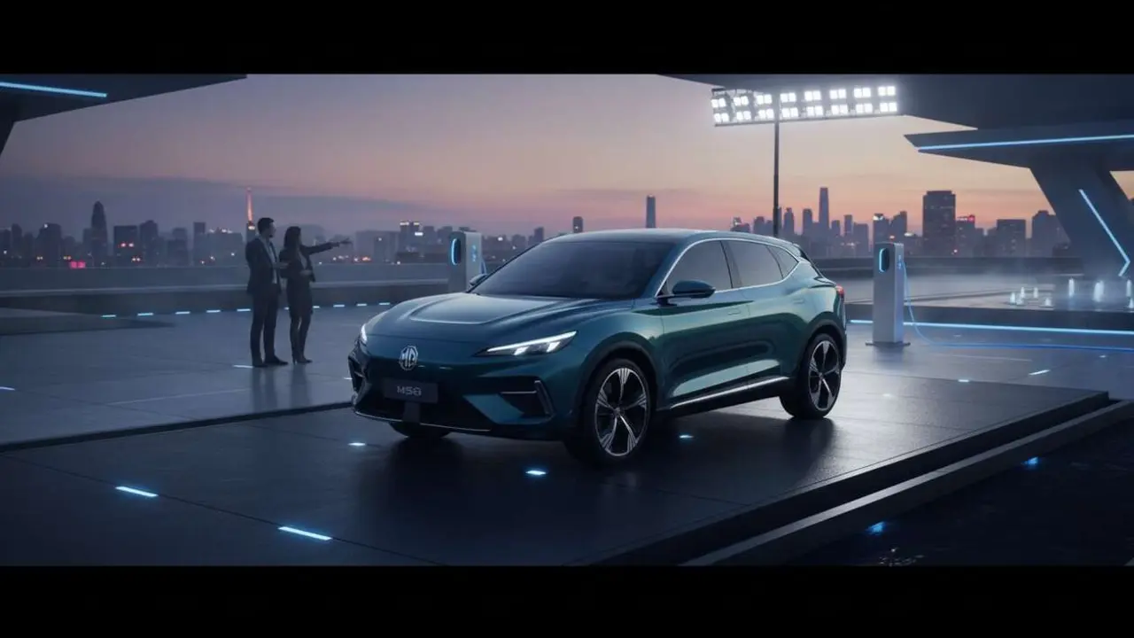  MG MGS6 EV 2026 SUV el&eacute;ctrico chino de &uacute;ltima generaci&oacute;n rival de Tesla con dise&ntilde;o innovador y tecnolog&iacute;a avanzada &mdash; Imagen generada por IA 
