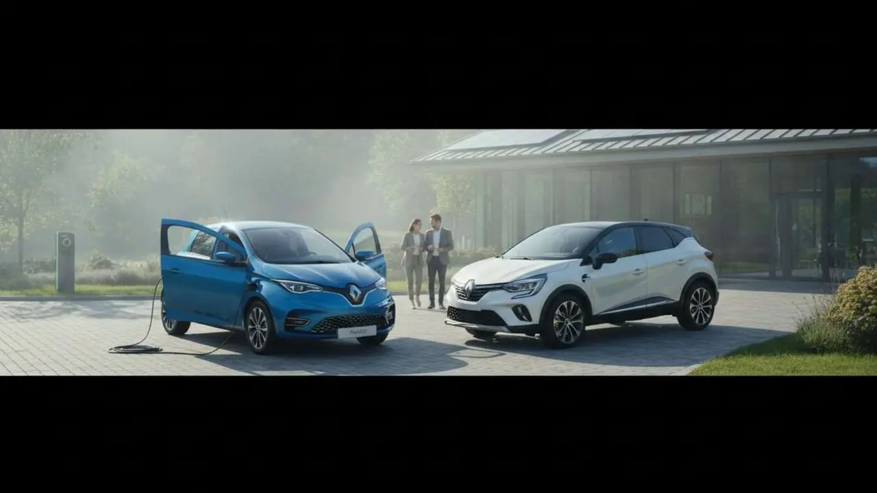  Renault Zoe y Captur comparativa de coches sostenibles para elegir el veh&iacute;culo ecol&oacute;gico ideal para ti &mdash; Imagen generada por IA 