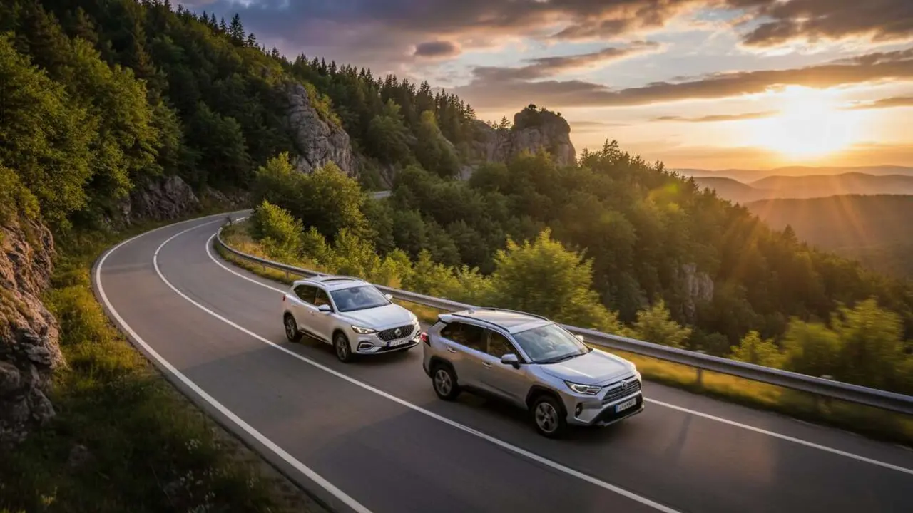  MG HS Hybrid plus SUV h&iacute;brido chino compitiendo con Toyota RAV4 en eficiencia y dise&ntilde;o moderno &mdash; Imagen generada por IA 